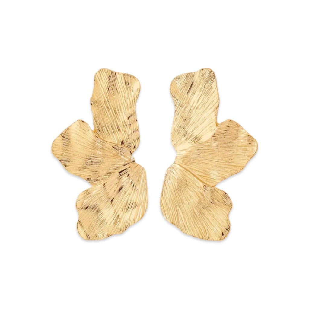 Textured Gold Petal Wing Earring