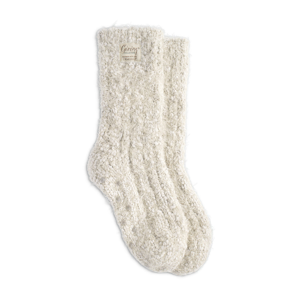 Cream Women's Fuzzy Giving Socks with Grippers