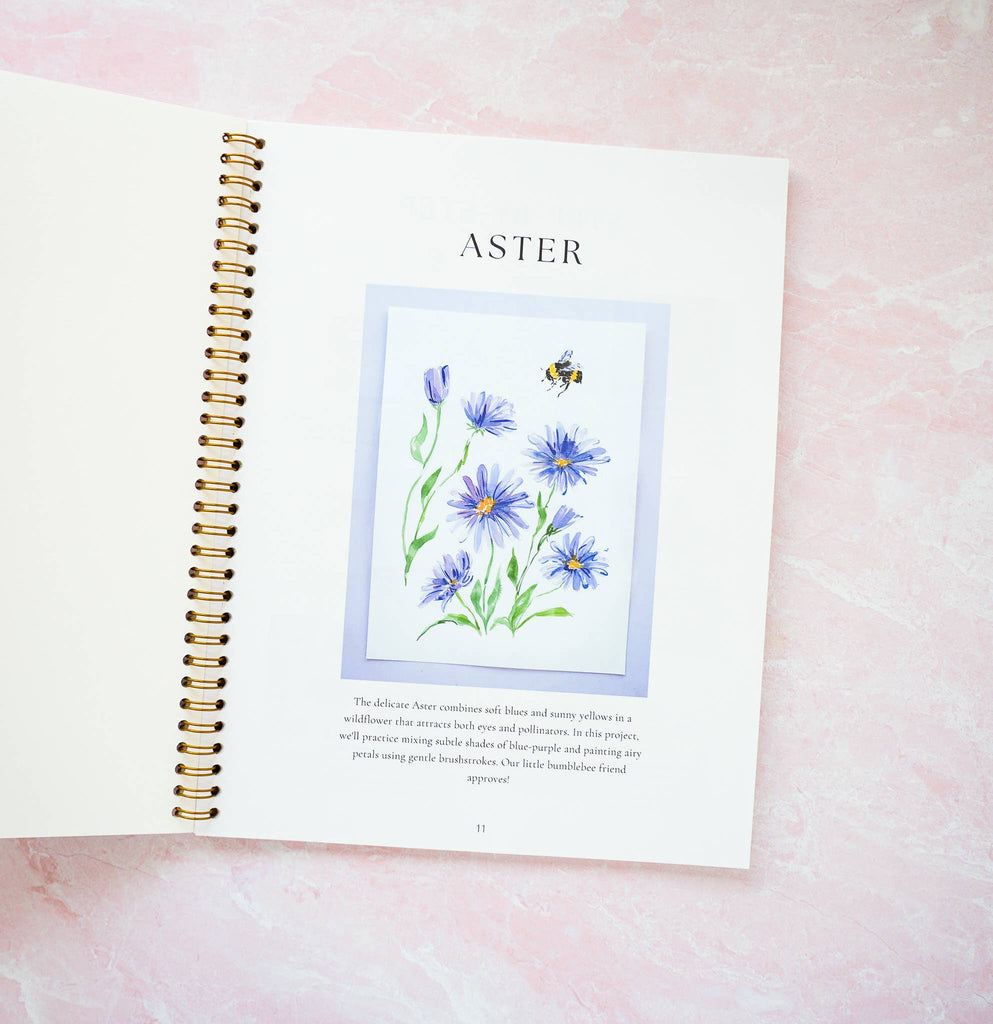 Watercolor Workbook: Outlined Wildflower, Beginner Friendly