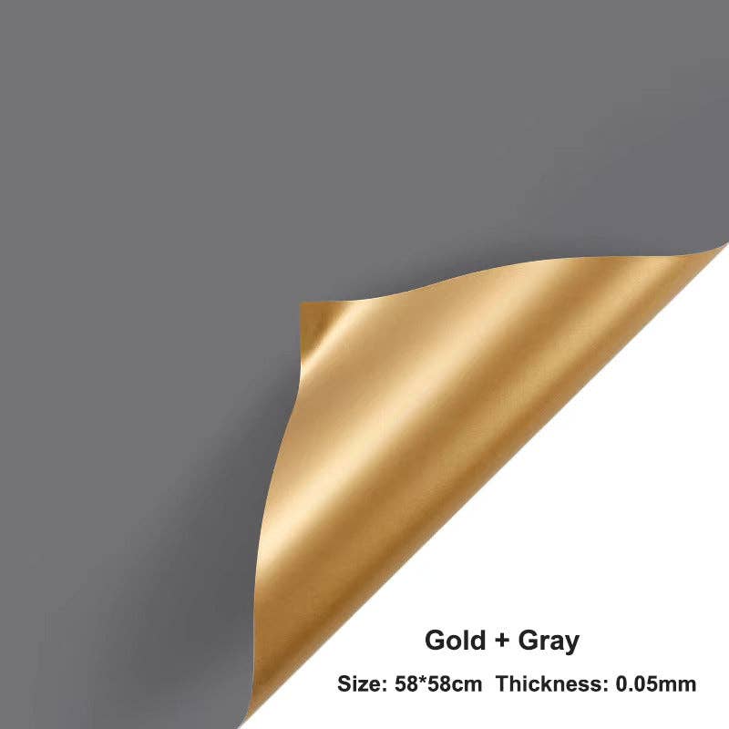 Double-Sided Gold Waterproof Flower Wrapping Paper (20 sheet: 08 - Light Pink / Gold