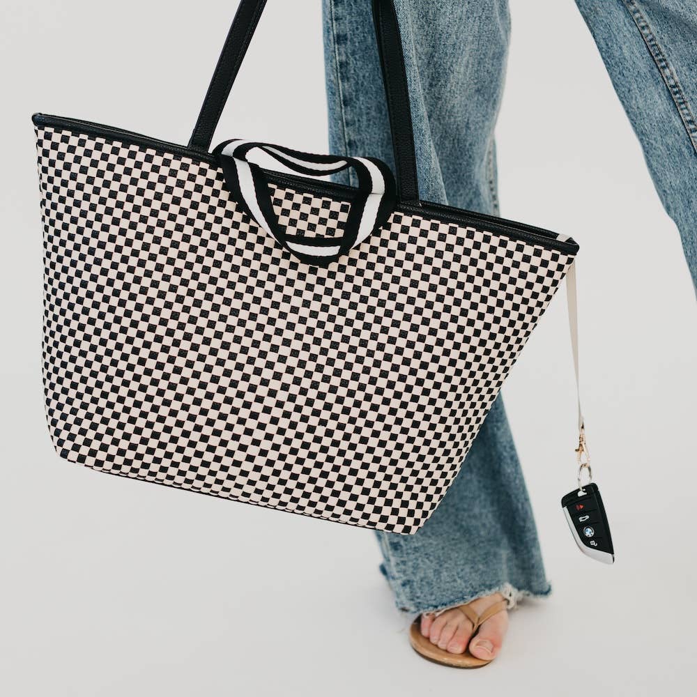 Woven Tiffany Organizer Tote Bag: Brown