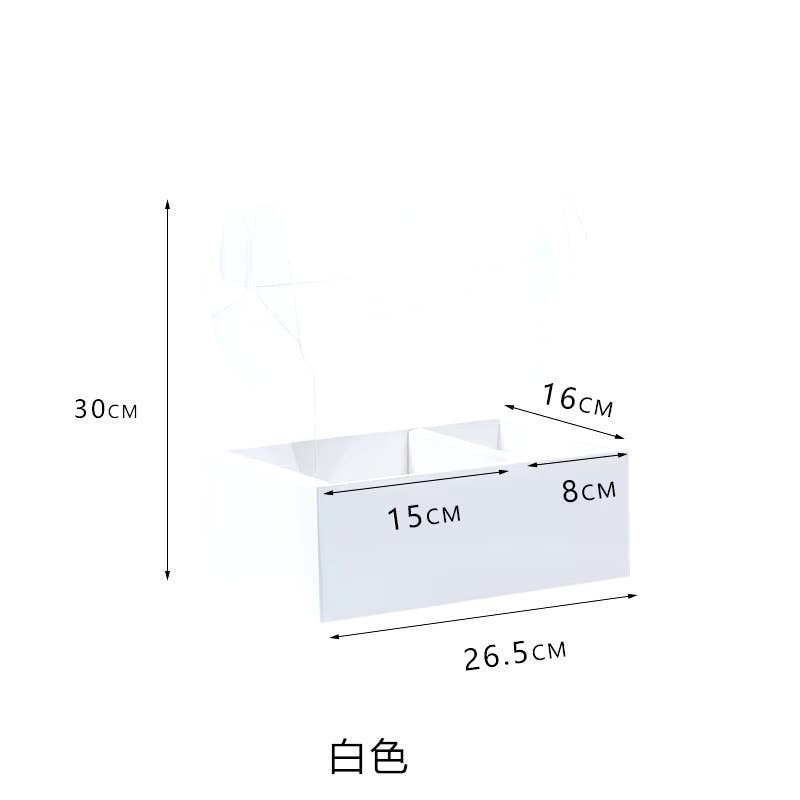 Transparent Flower Gift Box with Handle: Black