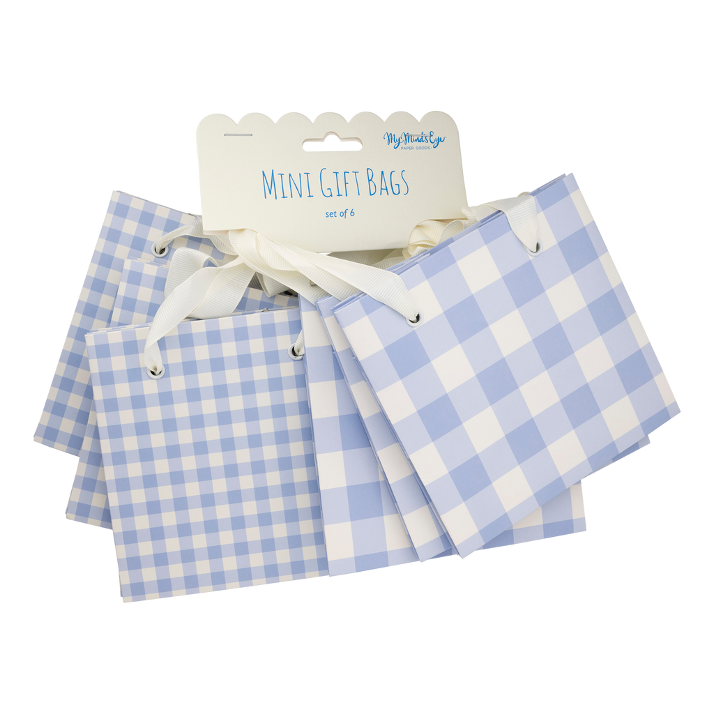 Periwinkle Gingham Gift Bag Set