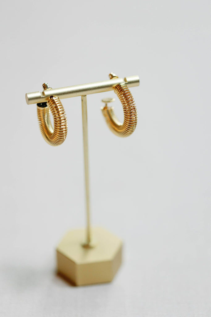 Gold Coil Minimalist Statement Hoop Earrings