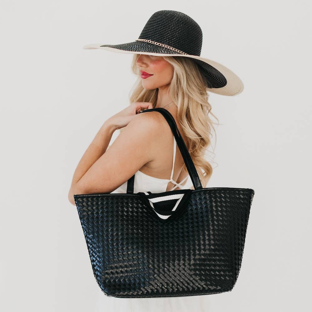 Woven Tiffany Organizer Tote Bag: Brown