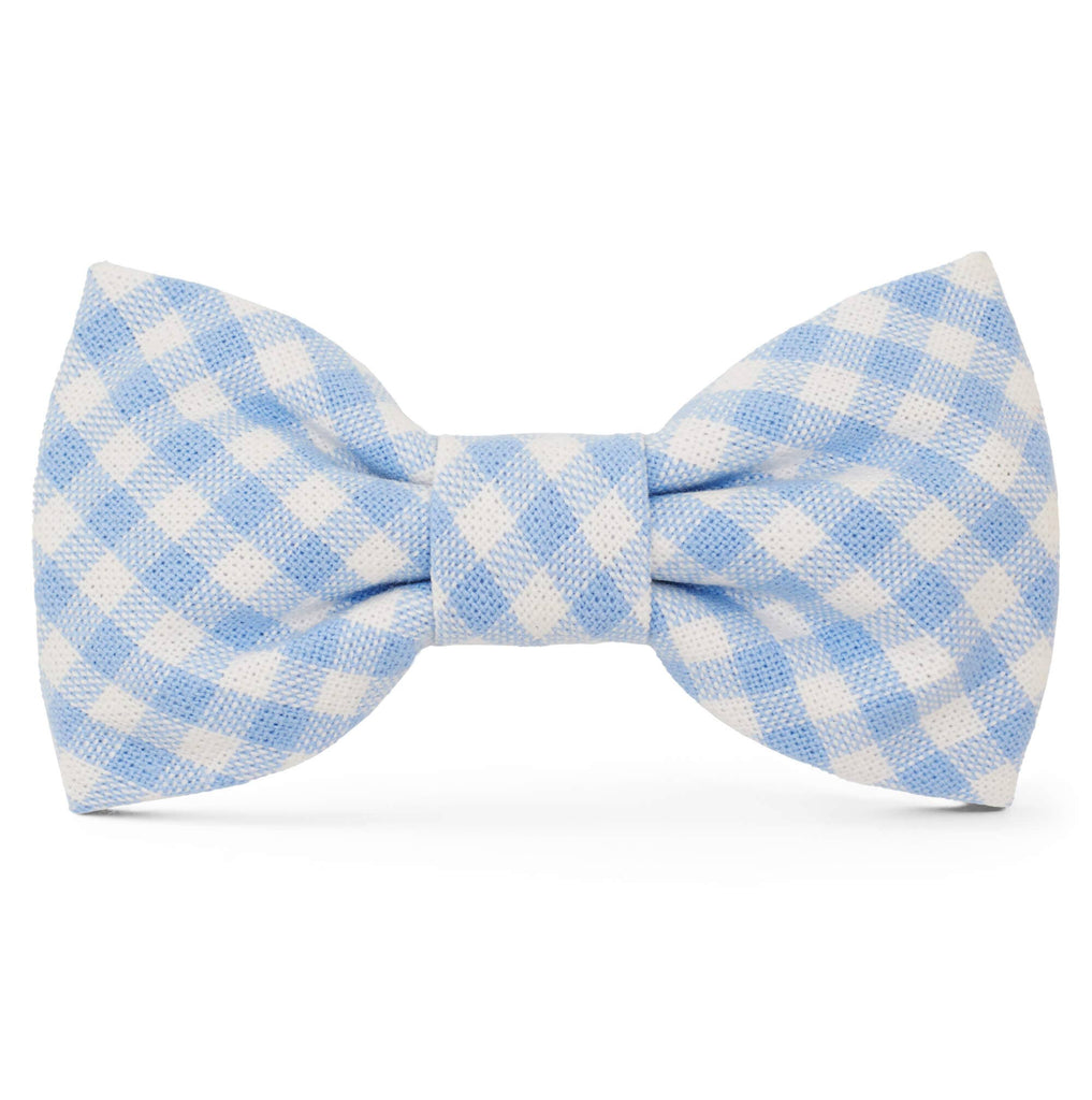 Sky Blue Gingham Spring Dog Bow Tie: Standard