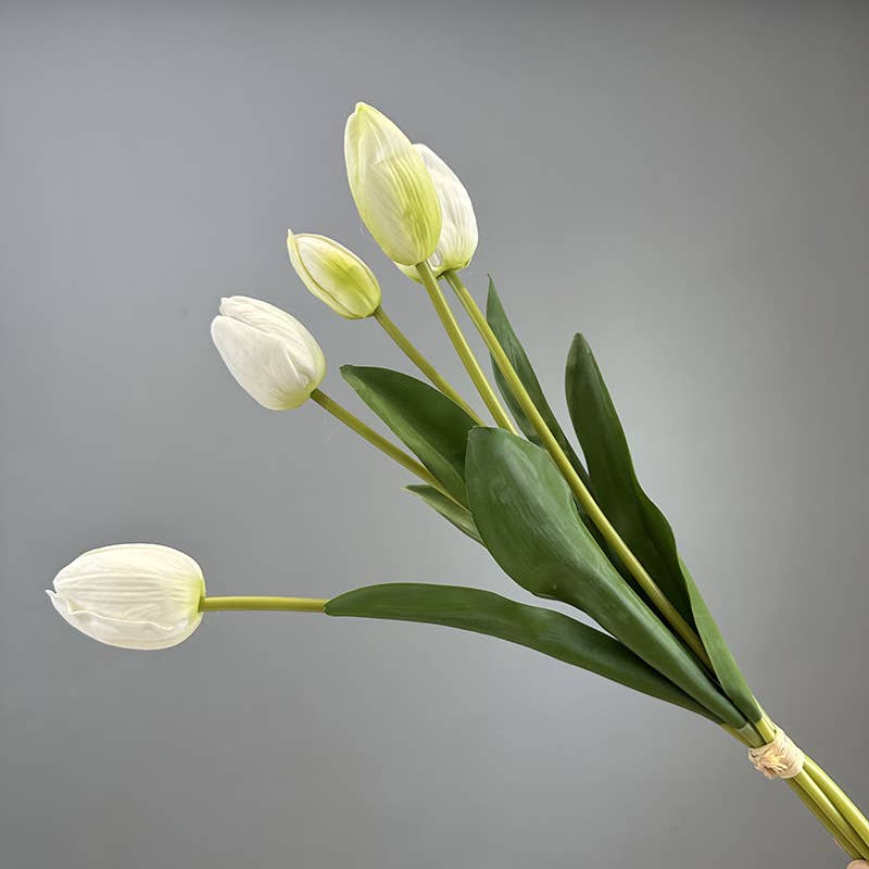 19''T Real Touch Tulips bunch, Faux Tulips Spring Flowers: Mixture(White/Pink/Hot Pink)