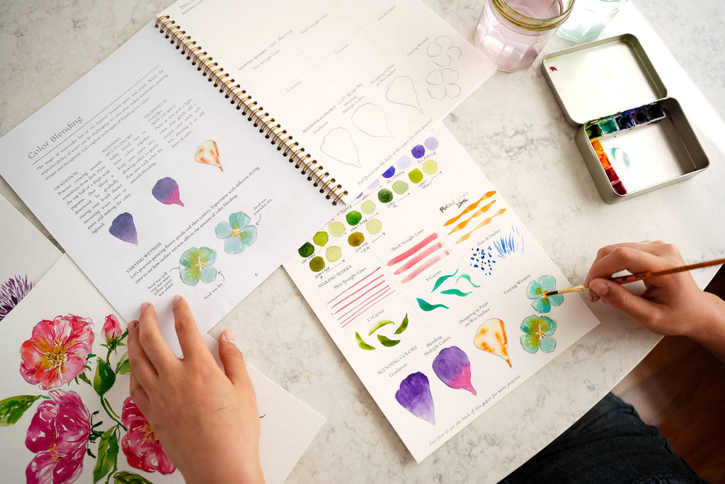 Watercolor Workbook: Outlined Wildflower, Beginner Friendly