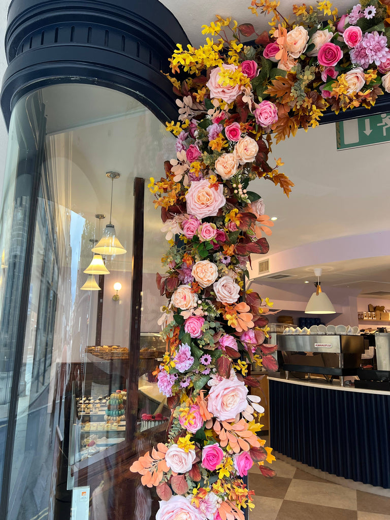 Fall Flower Garland, Pink and Orange Fall Flower Garland: 5 Ft