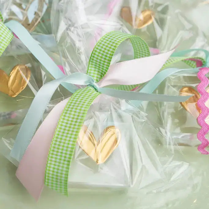 Glass - 2x2 inch Glass Gold Hearts - *Wrapped*