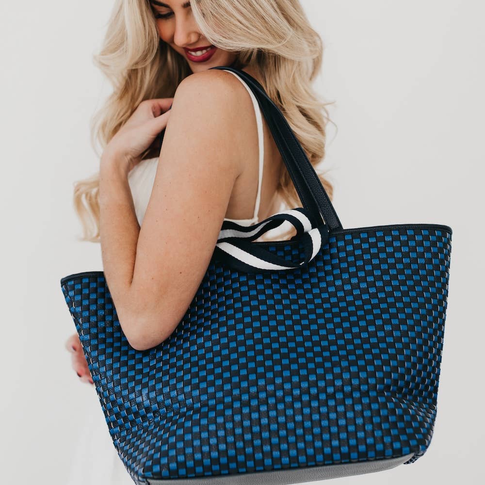 Woven Tiffany Organizer Tote Bag: Brown