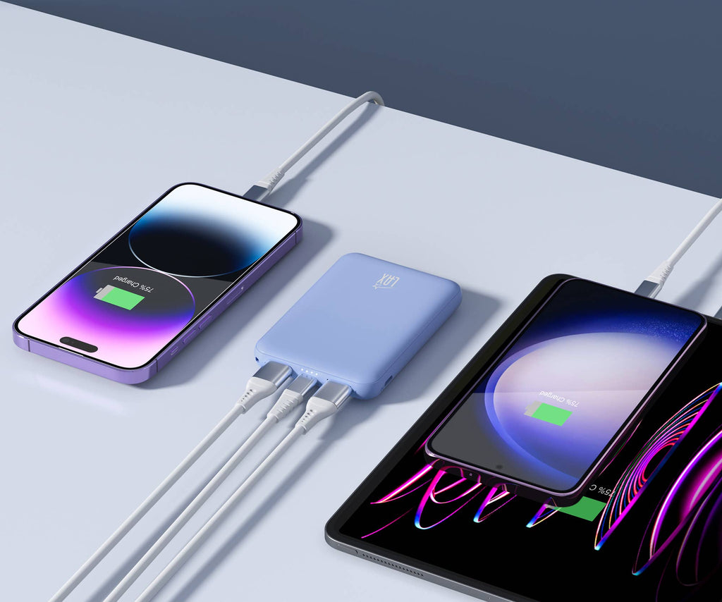 Ultra-Slim & Portable 6600mah Power Bank- Retail Packaing: Light Blue