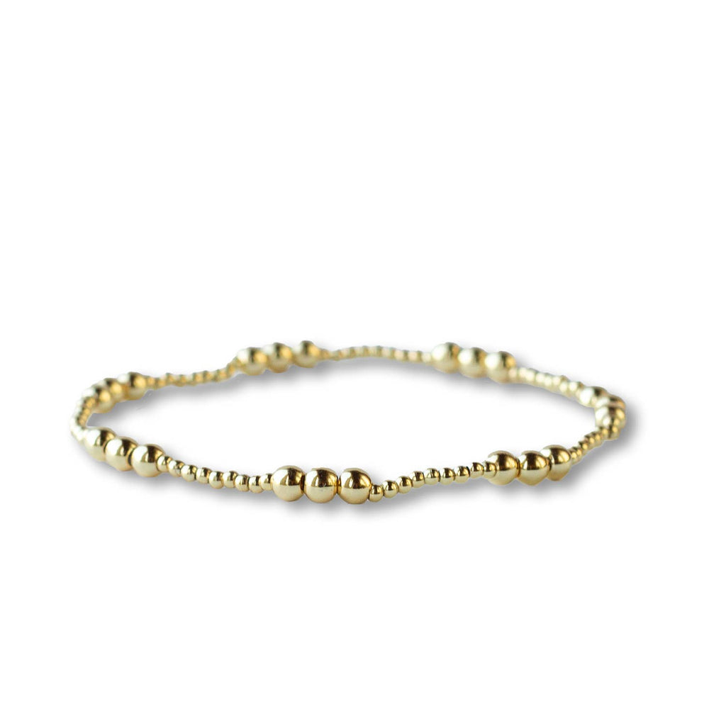 Gold Beaded Bracelet Collection Pack with Display: 6mm Textured