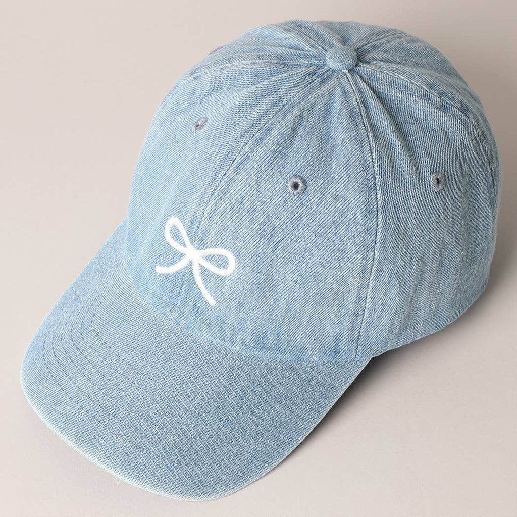 Trendy Bow Image Embroidered Denim Baseball Cap: DARK BLUE / ONE SIZE