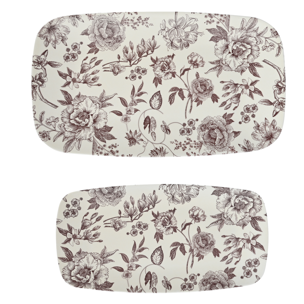 Brown Delft Stacking Melamine Tray Set