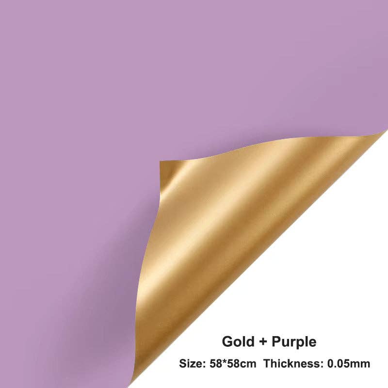 Double-Sided Gold Waterproof Flower Wrapping Paper (20 sheet: 09 - Pink / Gold