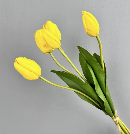 19''T Real Touch Tulips bunch, Faux Tulips Spring Flowers: Mixture(White/Pink/Hot Pink)