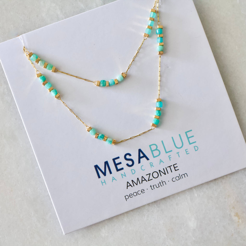 Square Stone Beaded Chain - Apatite, Amazonite, Labradorite,: TOURMALINE