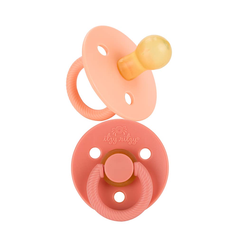 *NEW SIZE* Itzy Soother™ Natural Rubber Paci Sets: Blossom + Rosewood 6-18 M