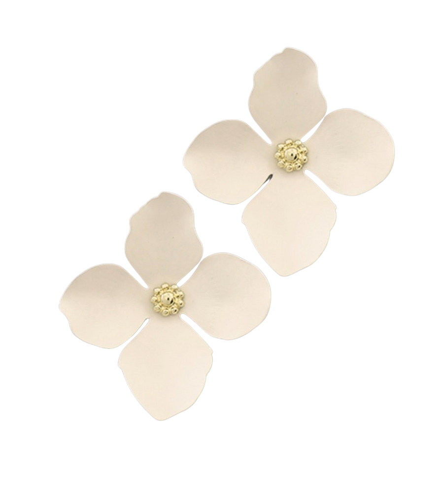 Cream Petal Statement Stud Earrings