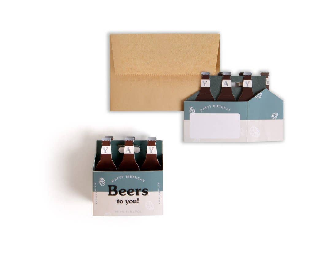 Beers to You Pop-Up Birthday Card with Six Pack Design