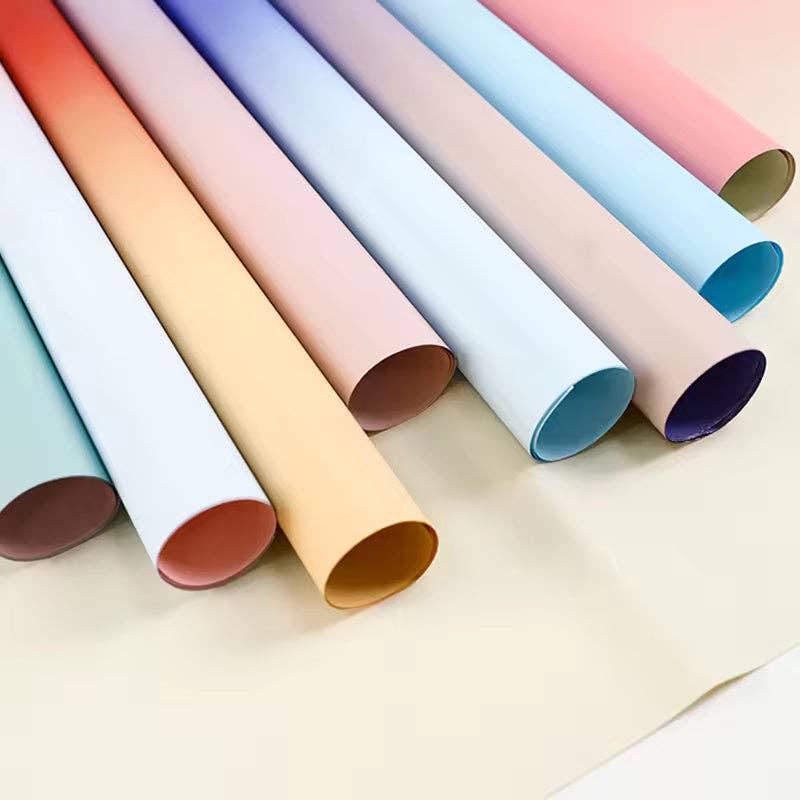Two Sides Gradient Flower Wrapping Paper (20pcs/bag): 2 - Bean Pink / Baby Blue