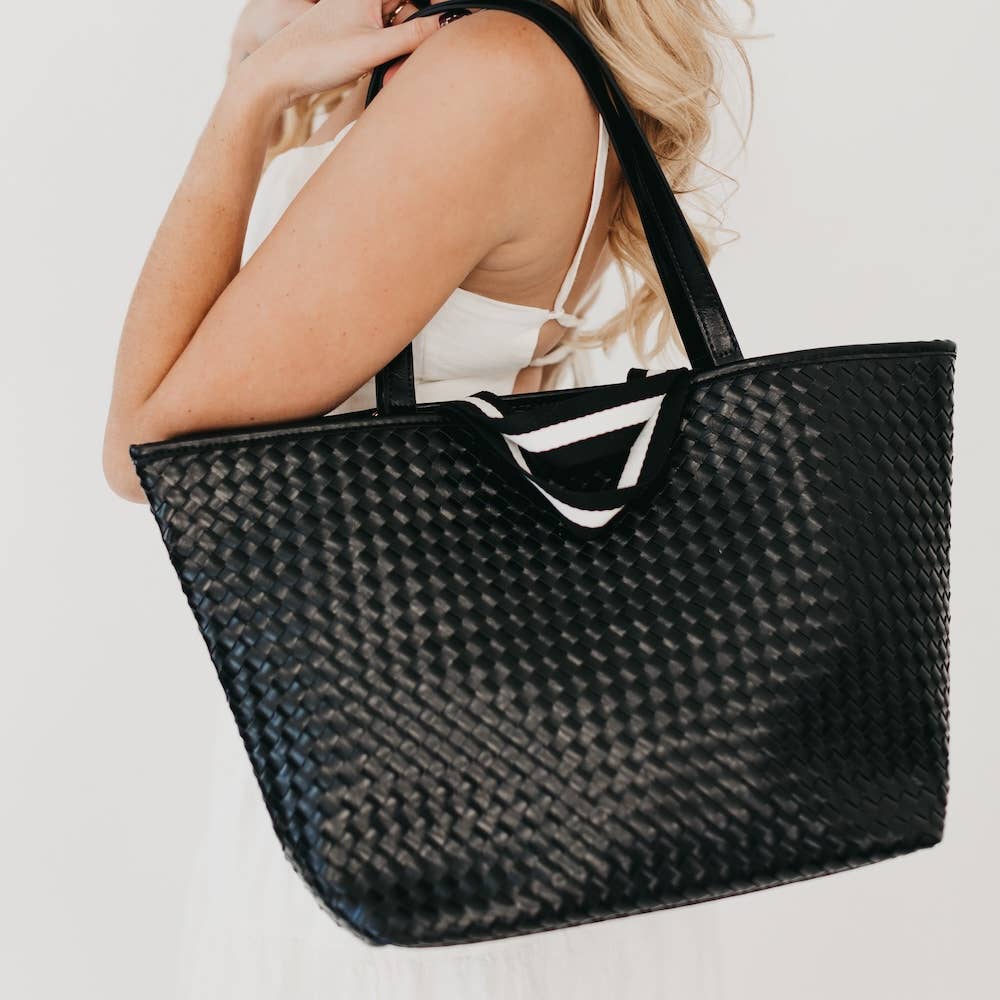 Woven Tiffany Organizer Tote Bag: Brown