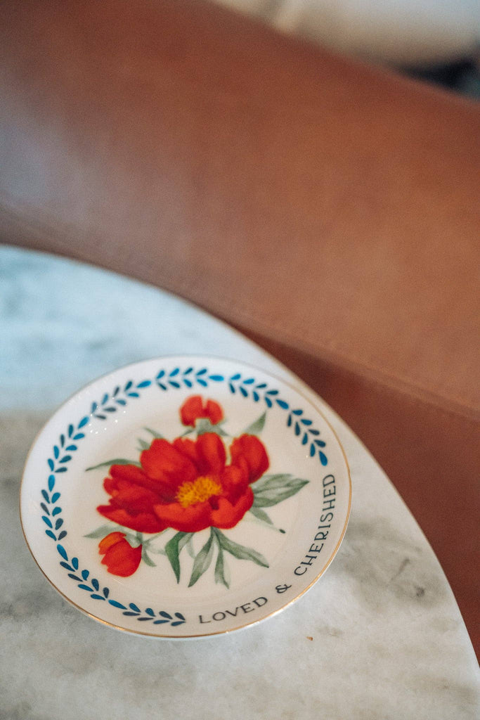 Red Peony Catch-All Ring Dish