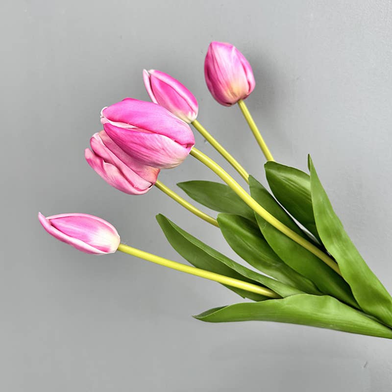 19''T Real Touch Tulips bunch, Faux Tulips Spring Flowers: Mixture(White/Pink/Hot Pink)