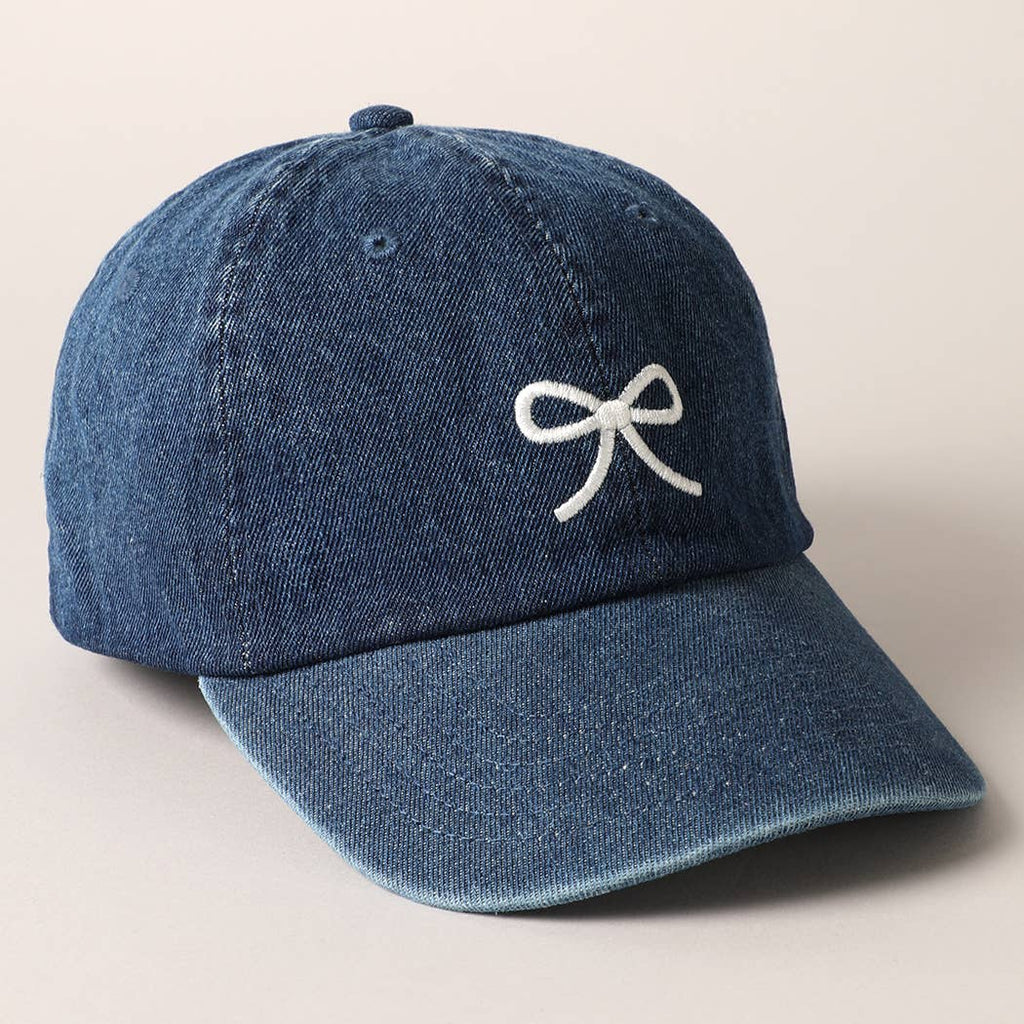 Trendy Bow Image Embroidered Denim Baseball Cap: DARK BLUE / ONE SIZE