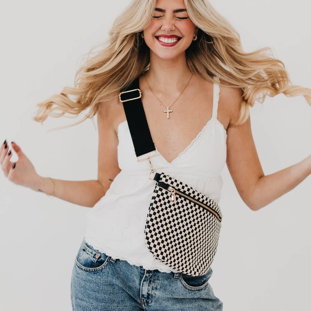 Westlyn Woven Bum Bag *NEW COLORS ADDED*: Checkered Brown