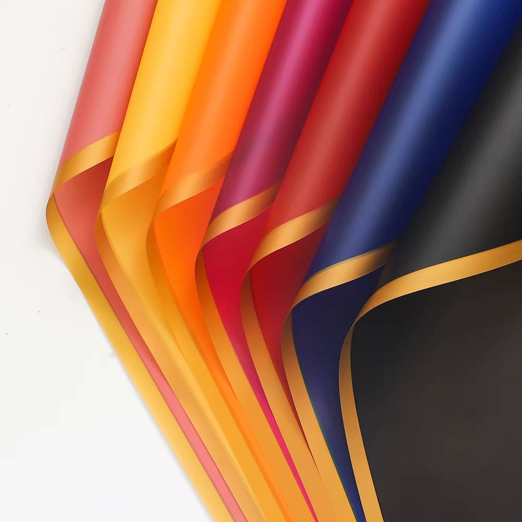 Matte Gold Line Flower Wrapping Paper (20pcs/bag): 6 - Opink