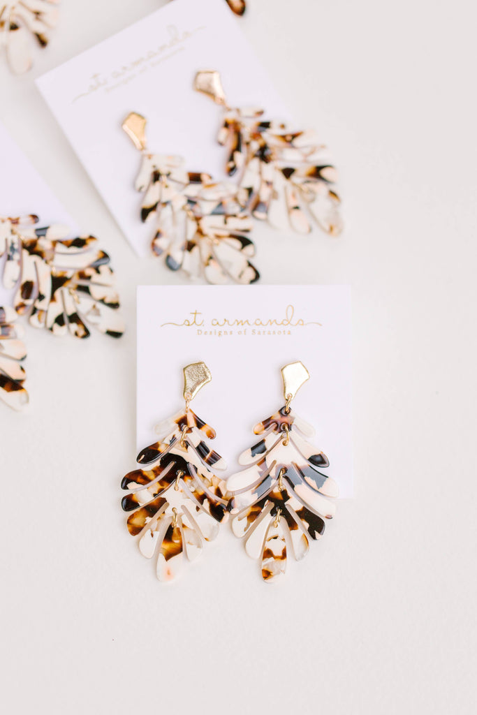 Cocoa Petite Palm Drop Statement Earrings