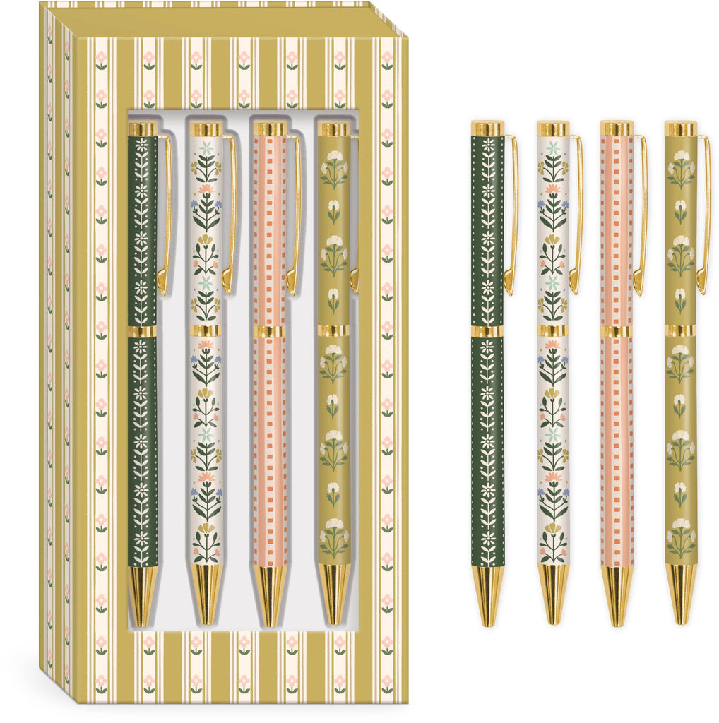 Mustard Stripe Boxed Pens