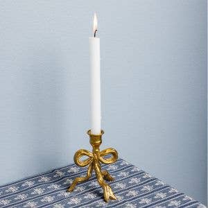 Candle Holder - Gold Metal Tied Bow