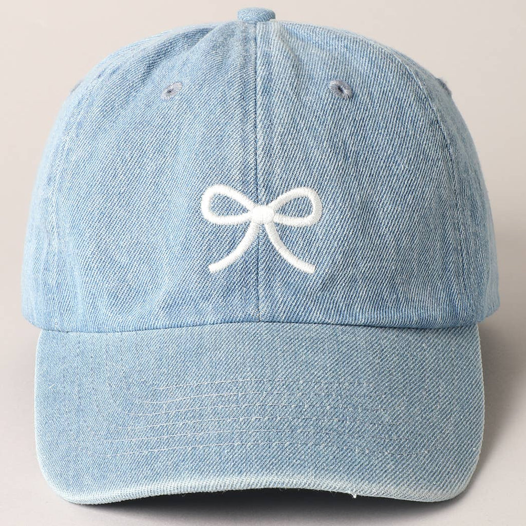 Trendy Bow Image Embroidered Denim Baseball Cap: DARK BLUE / ONE SIZE