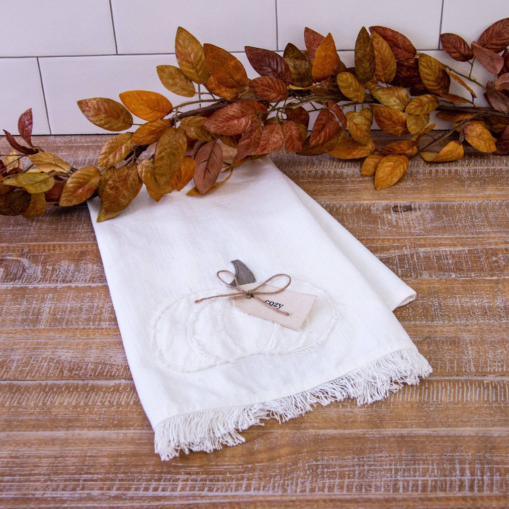 Tea Towels - Raggedy Pumpkins with Fabric Tags (Pk/02)