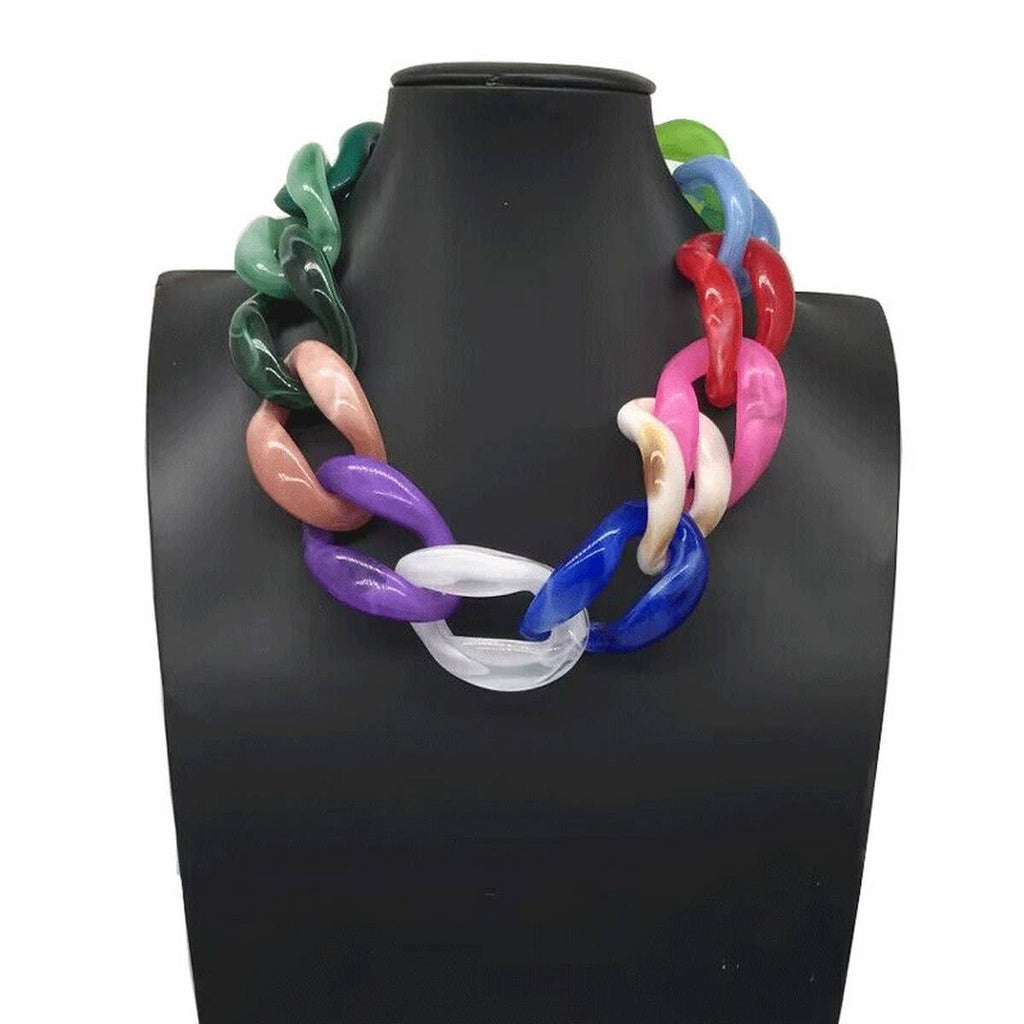 ACRYLIC COLORFUL CHAIN LINK NECKLACE