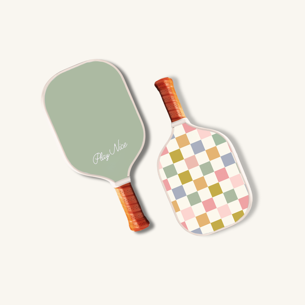 Cute Pickleball Paddle -  checkerboard, double sided print