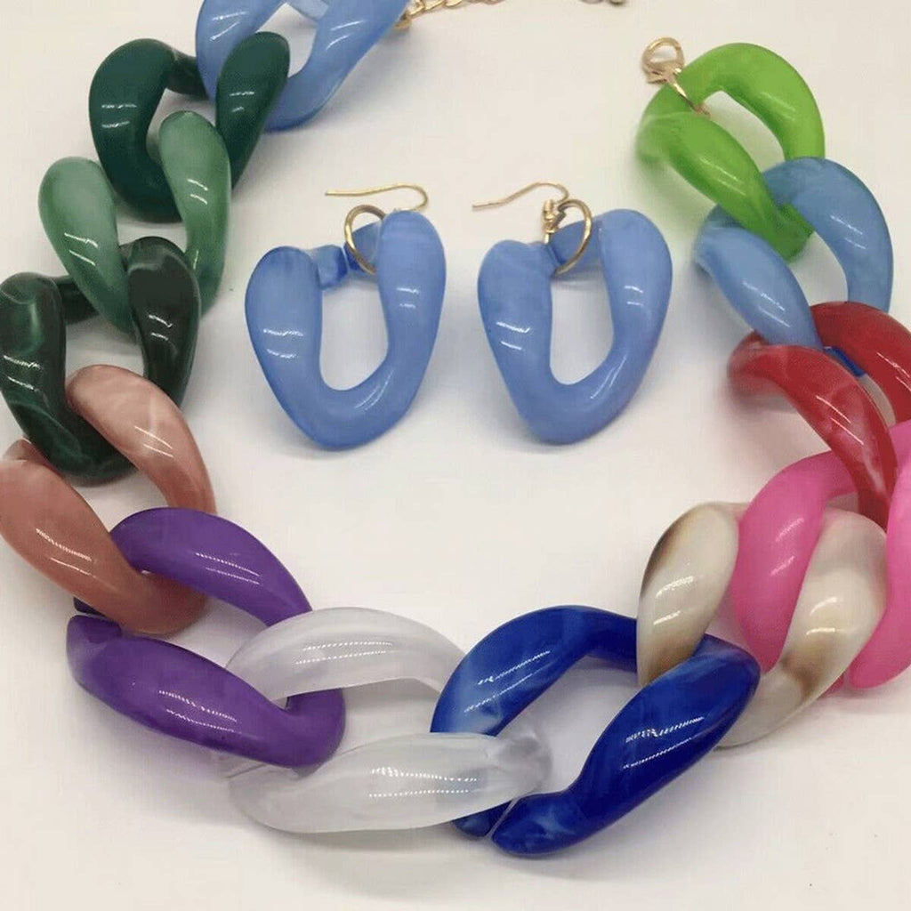 ACRYLIC COLORFUL CHAIN LINK NECKLACE