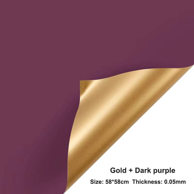 Double-Sided Gold Waterproof Flower Wrapping Paper (20 sheet: 08 - Light Pink / Gold