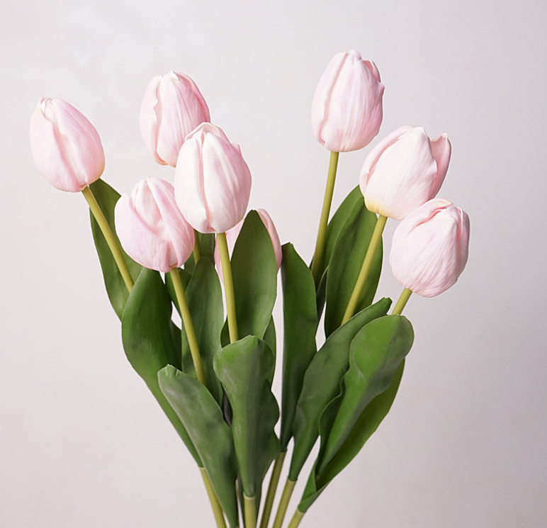 19''T Real Touch Tulips bunch, Faux Tulips Spring Flowers: Mixture(White/Pink/Hot Pink)