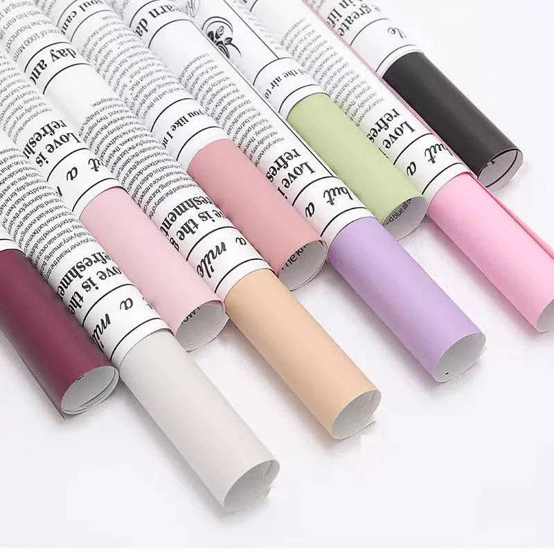 Waterproof Newpapers Double Sided Flower Wrapping Paper (20 sheets/bag): 09 - Light Pink