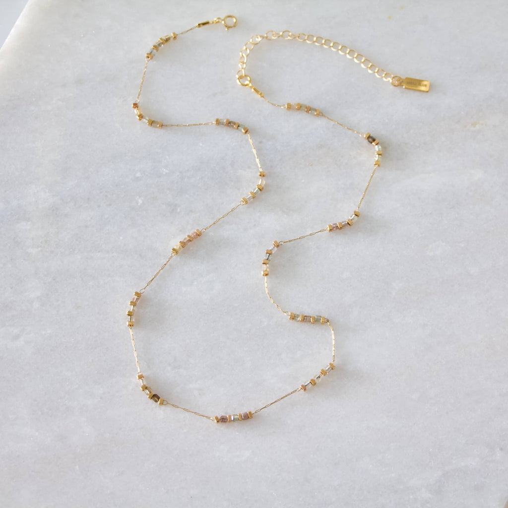 Square Stone Beaded Chain - Apatite, Amazonite, Labradorite,: TOURMALINE