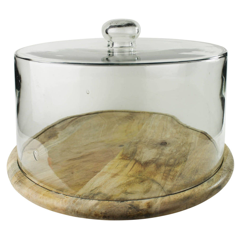 Bodega Cake Cloche, Glass & Wood: Wood, Glass / Natural, Clear