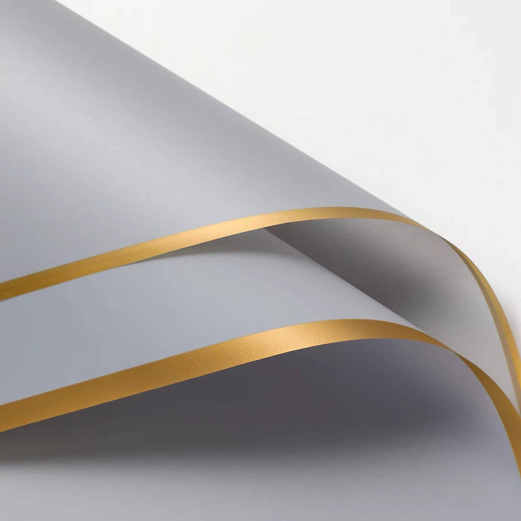 Matte Gold Line Flower Wrapping Paper (20pcs/bag): 6 - Opink