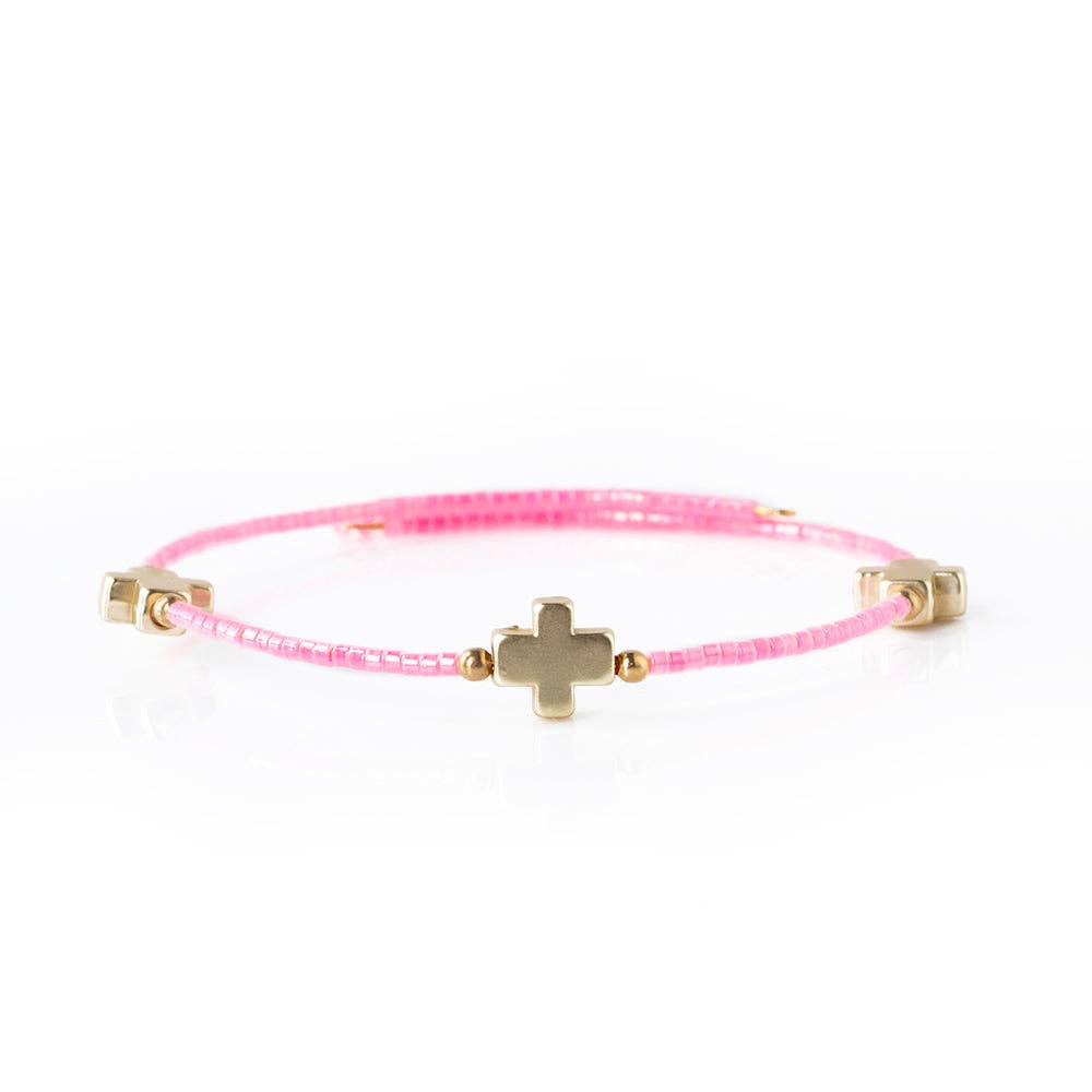 Faithful Cross Bangle-Hot Pink 