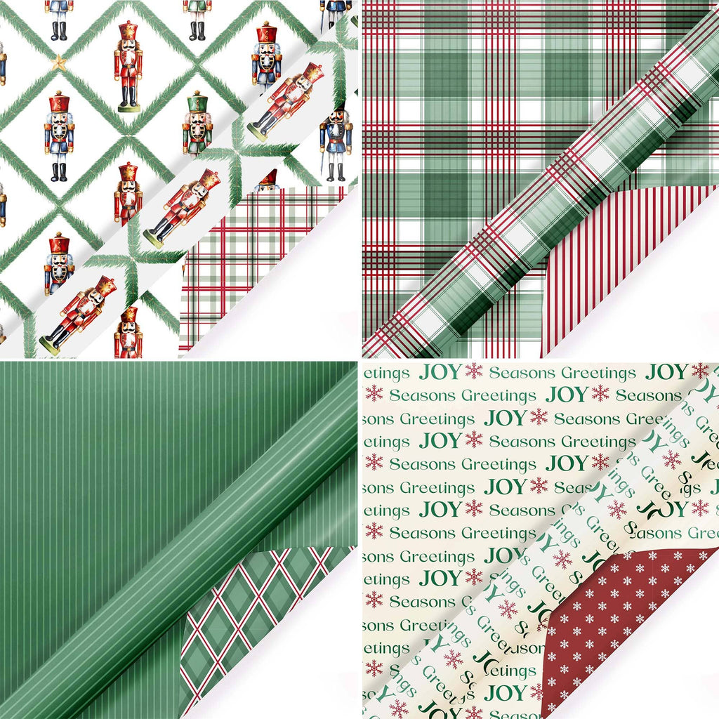 Northfolk Pine Nutcracker Wrapping Paper Bundle 4-pack