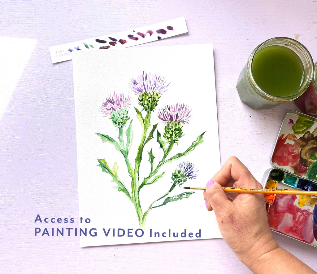 Watercolor Workbook: Outlined Wildflower, Beginner Friendly