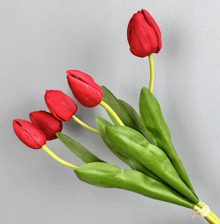 19''T Real Touch Tulips bunch, Faux Tulips Spring Flowers: Mixture(White/Pink/Hot Pink)